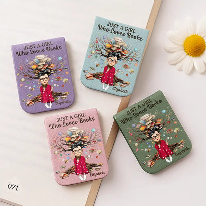Just One More Chapter Girl Who Loves Books - Personalized Leather Magnetic Bookmark