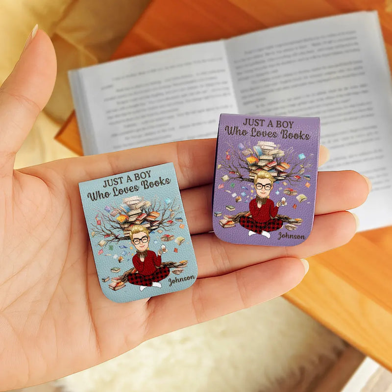 Just One More Chapter Girl Who Loves Books - Personalized Leather Magnetic Bookmark