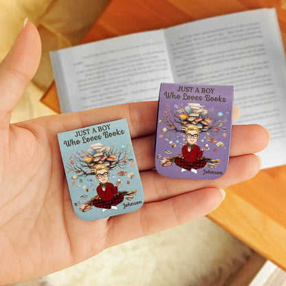 Just One More Chapter Girl Who Loves Books - Personalized Leather Magnetic Bookmark