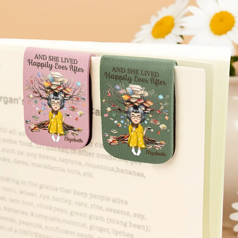 Just One More Chapter Girl Who Loves Books - Personalized Leather Magnetic Bookmark