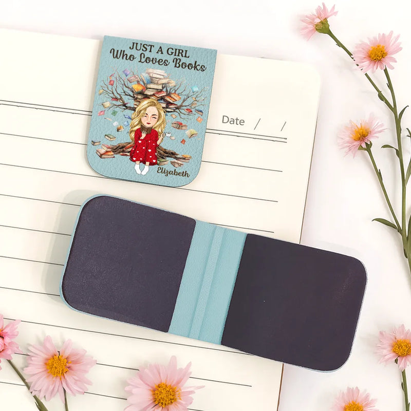 Just One More Chapter Girl Who Loves Books - Personalized Leather Magnetic Bookmark