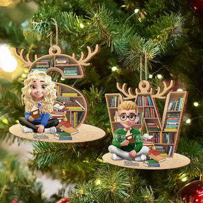 Reading Girl Monogram Bookish Keepsake - Personalized Circle Acrylic Ornament