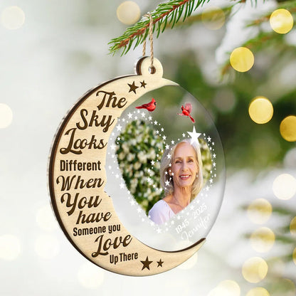 Custom Photo The Sky Look Different When You Have Someone Up There - Personalized Acrylic Ornament