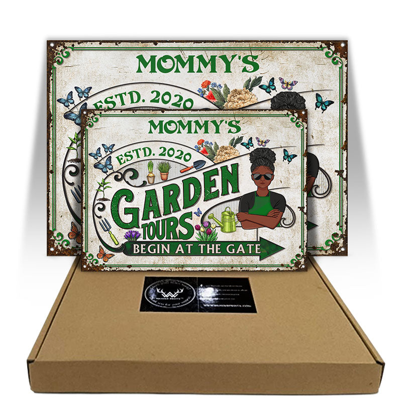 Garden Tours Begin At the Gate Mom Grandma Garden - Personalized Custom Classic Metal Signs