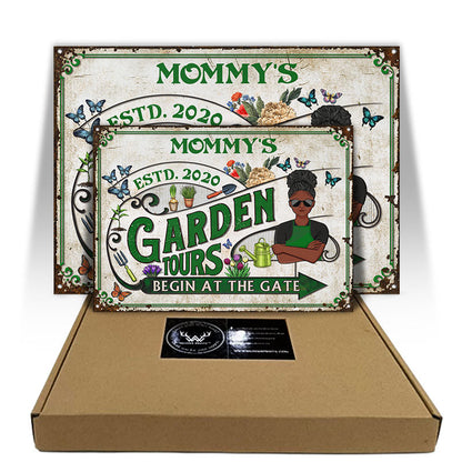 Garden Tours Begin At the Gate Mom Grandma Garden - Personalized Custom Classic Metal Signs