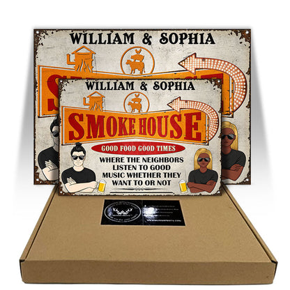 Where The Neighbors Listen - Grilling Smoke House - Personalized Custom Classic Metal Signs