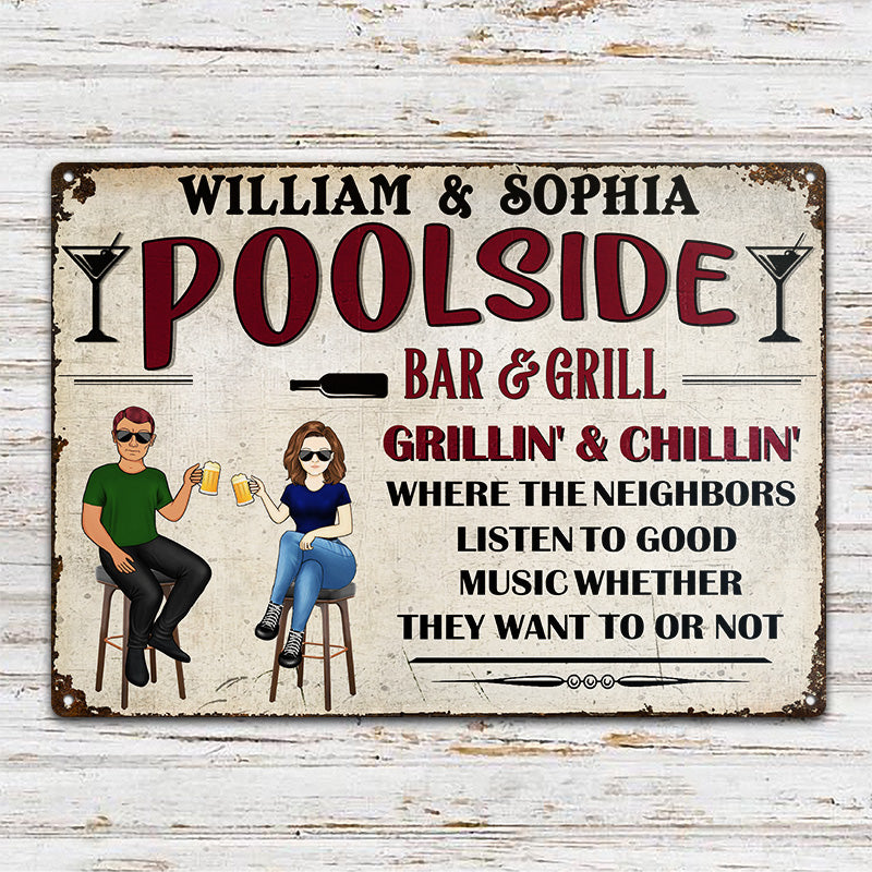 Listen To Good Music - Backyard Patio Pool Bar - Personalized Custom Classic Metal Signs