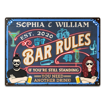 Bar Rules Another Drink - Gift For Family - Personalized Custom Classic Metal Signs