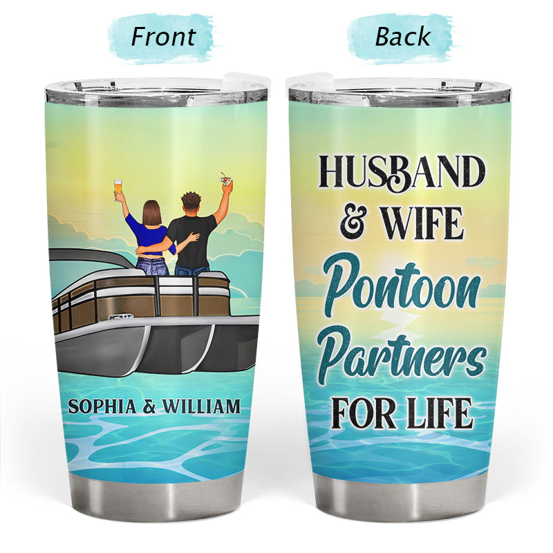 Pontoon Partners For Life - Gift For Pontoon Owner - Personalized Custom Tumbler