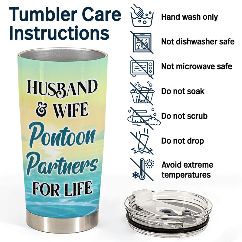 Pontoon Partners For Life - Gift For Pontoon Owner - Personalized Custom Tumbler