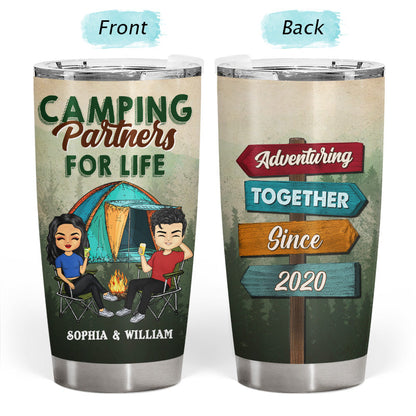 Adventuring Together - Gift For Camping Couple - Personalized Custom Tumbler