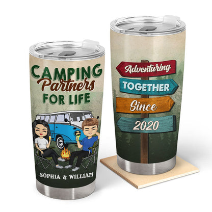 Adventuring Together - Gift For Camping Couple - Personalized Custom Tumbler