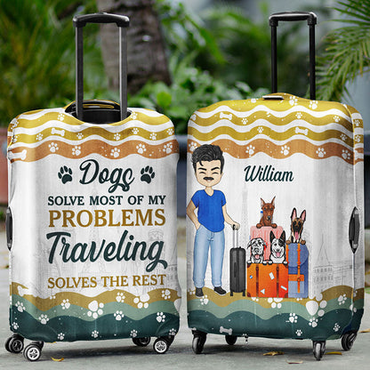 Dog Traveling Solves The Rest - Gift For Travel Lovers - Personalized Custom Luggage Cover