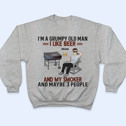 Grumpy Old Man Like Bourbon And Maybe 3 People Grilling Dad - Personalized Custom T Shirt