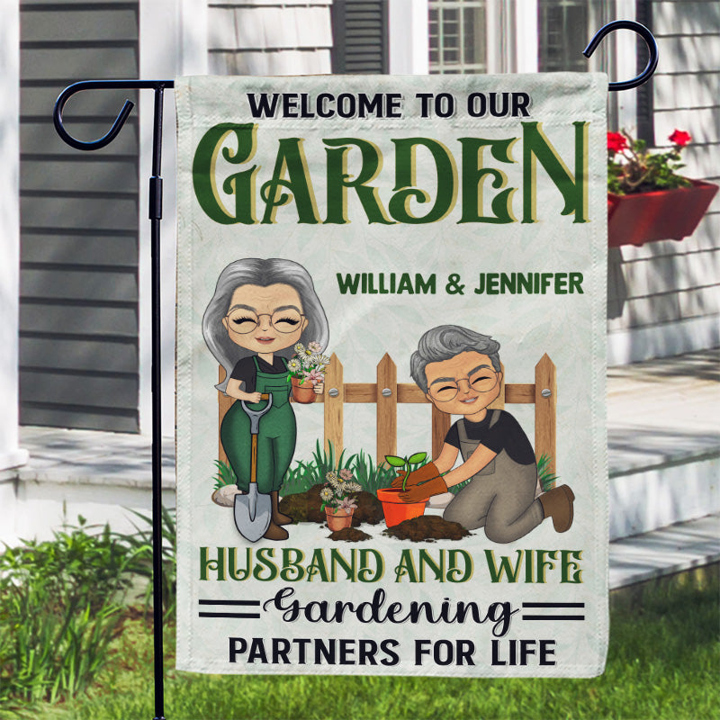 Gardening Partners For Life - Gift For Gardening Couples - Personalized Custom Flag