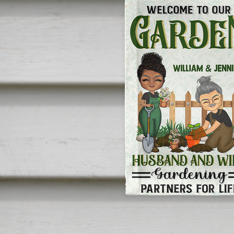 Gardening Partners For Life - Gift For Gardening Couples - Personalized Custom Flag