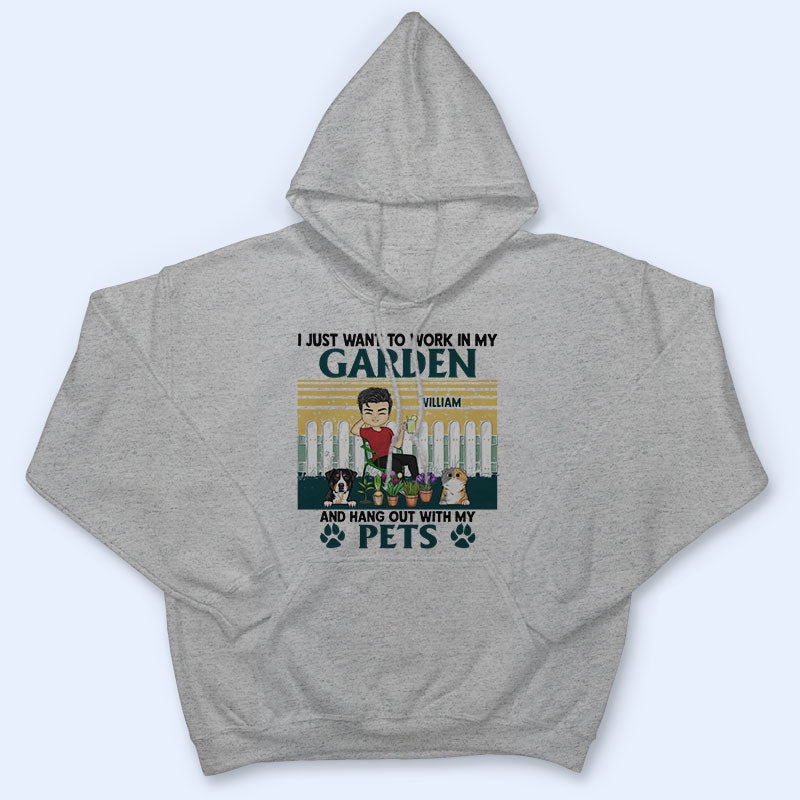 I Just Want To Work And Hang Out - Gift For Gardeners Love Dogs - Personalized Custom T Shirt