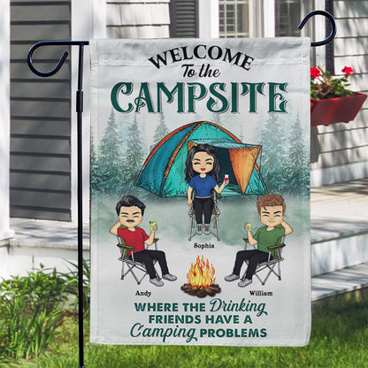 Where The Drinking Friends - Gift For Camping Lovers - Personalized Custom Flag