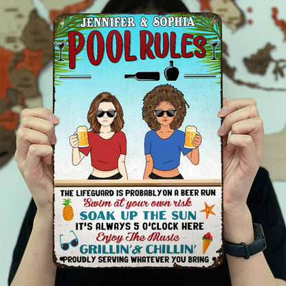 Soak Up The Sun Enjoy The Music - Swimming Pool Decor - Personalized Custom Classic Metal Signs