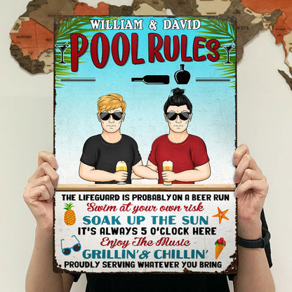 Soak Up The Sun Enjoy The Music - Swimming Pool Decor - Personalized Custom Classic Metal Signs
