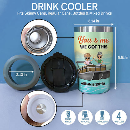 Drinking Buddies For Life Pontoon Couple - Personalized Custom Triple 3 In 1 Can Cooler