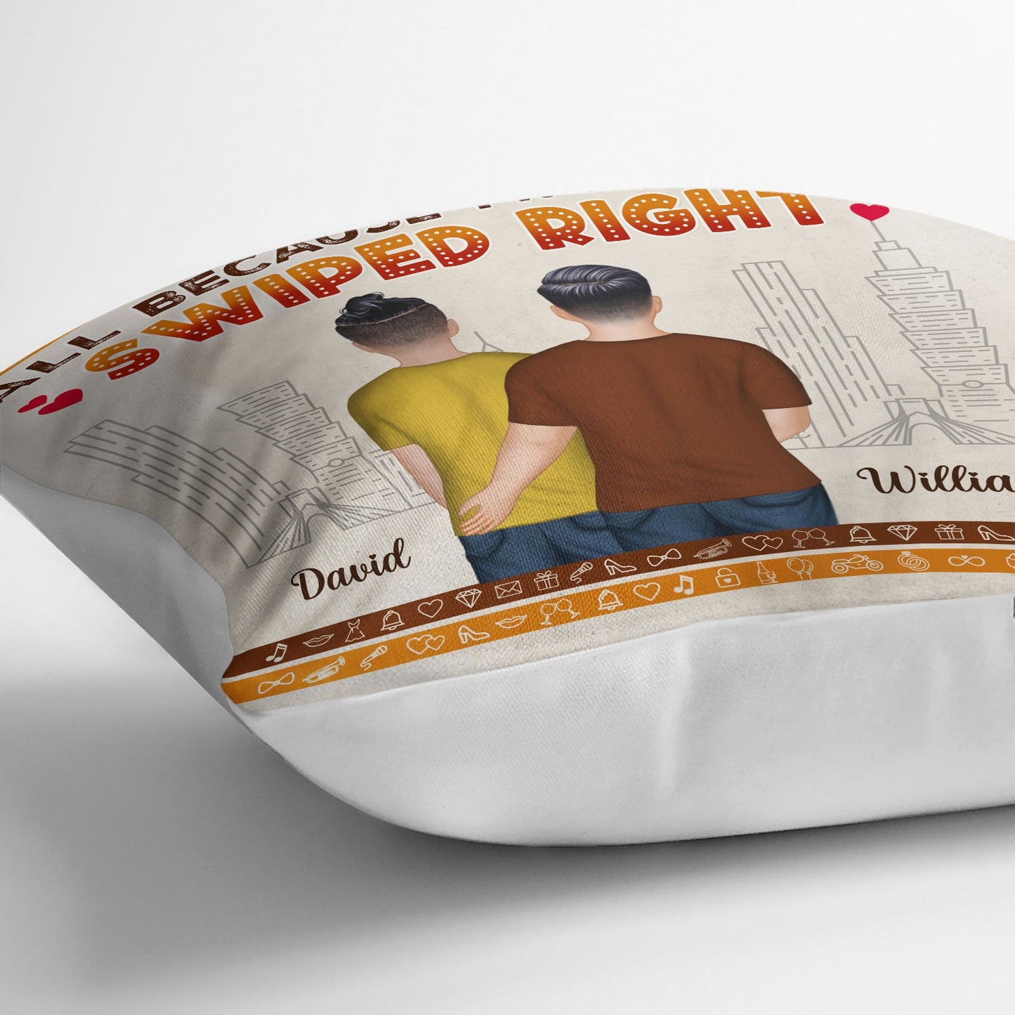 All Because Two People Swiped Right - Gift For Couple - Personalized Custom Pillow
