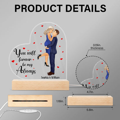 Kissing Couple I Love You - Anniversary, Birthday Gift For Spouse, Lover, Husband, Wife, Boyfriend, Girlfriend, Married Couples - Personalized Custom 3D Led Light Wooden Base