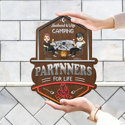 Making Memories One Campsite At A Time - Outdoor, Indoor Home Decor Gift For Campers, Husband, Wife, Couples - Personalized Custom Shaped Wood Sign