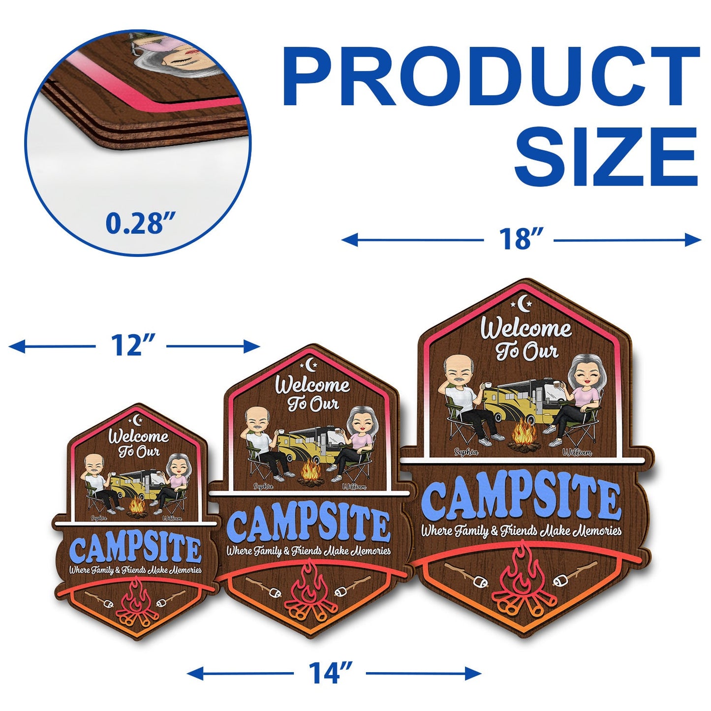 Making Memories One Campsite At A Time - Outdoor, Indoor Home Decor Gift For Campers, Husband, Wife, Couples - Personalized Custom Shaped Wood Sign