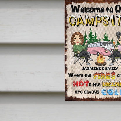 Welcome To Our Campsite - Camping Gift For Campers, Couples, Husband, Wife, Girlfriend, Boyfriend - Personalized Custom Flag