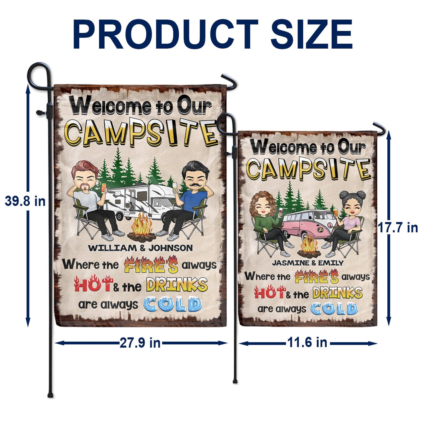 Welcome To Our Campsite - Camping Gift For Campers, Couples, Husband, Wife, Girlfriend, Boyfriend - Personalized Custom Flag