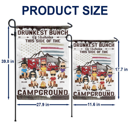 We're Drunks We Go Camping, Stars And Stripes - Campsite Decor Gift For Best Friends, Besties, Family, Campers - Personalized Custom Flag
