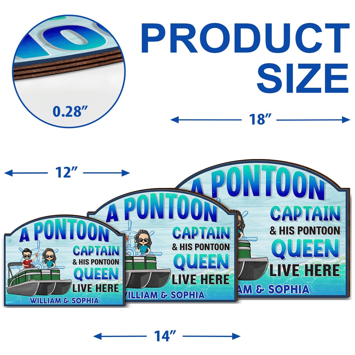 A Pontoon Captain And His Pontoon Queen Live Here - Home Decor, Backyard Decor, Lake House Sign, Gift For Her, Him, Family, Couples, Husband, Wife - Personalized Custom Shaped Wood Sign