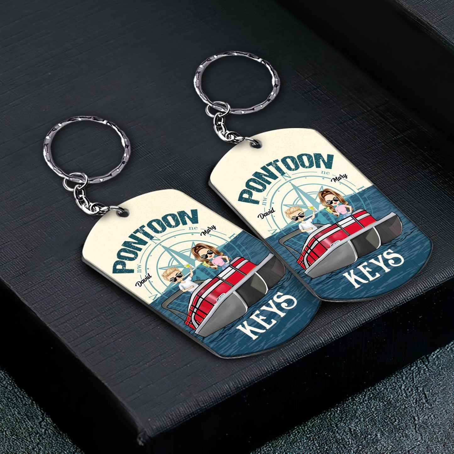 Boating Pontoon Keys For Husband And Wife - Gift For Couples, Pontooning Lovers, Lake Lovers, Travelers - Personalized Aluminum Keychain