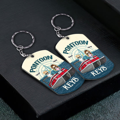 Boating Pontoon Keys For Husband And Wife - Gift For Couples, Pontooning Lovers, Lake Lovers, Travelers - Personalized Aluminum Keychain