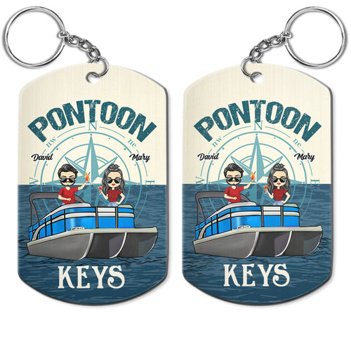 Boating Pontoon Keys For Husband And Wife - Gift For Couples, Pontooning Lovers, Lake Lovers, Travelers - Personalized Aluminum Keychain