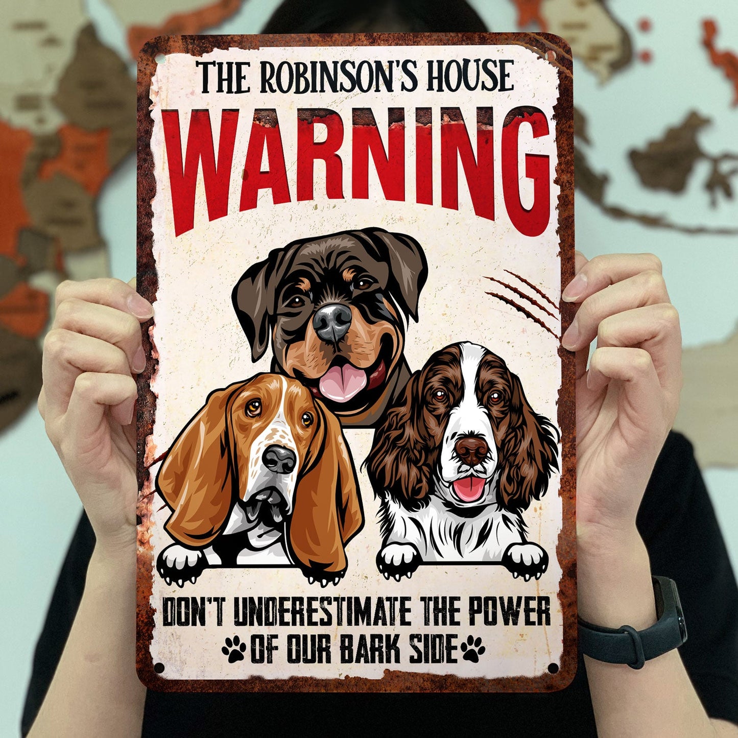 Don't Underestimate The Power Of My Bark Side - Backyard Sign, Garden Sign, Outdoor Home Decor Gift For Dog Lovers - Personalized Classic Metal Signs