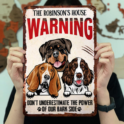 Don't Underestimate The Power Of My Bark Side - Backyard Sign, Garden Sign, Outdoor Home Decor Gift For Dog Lovers - Personalized Classic Metal Signs