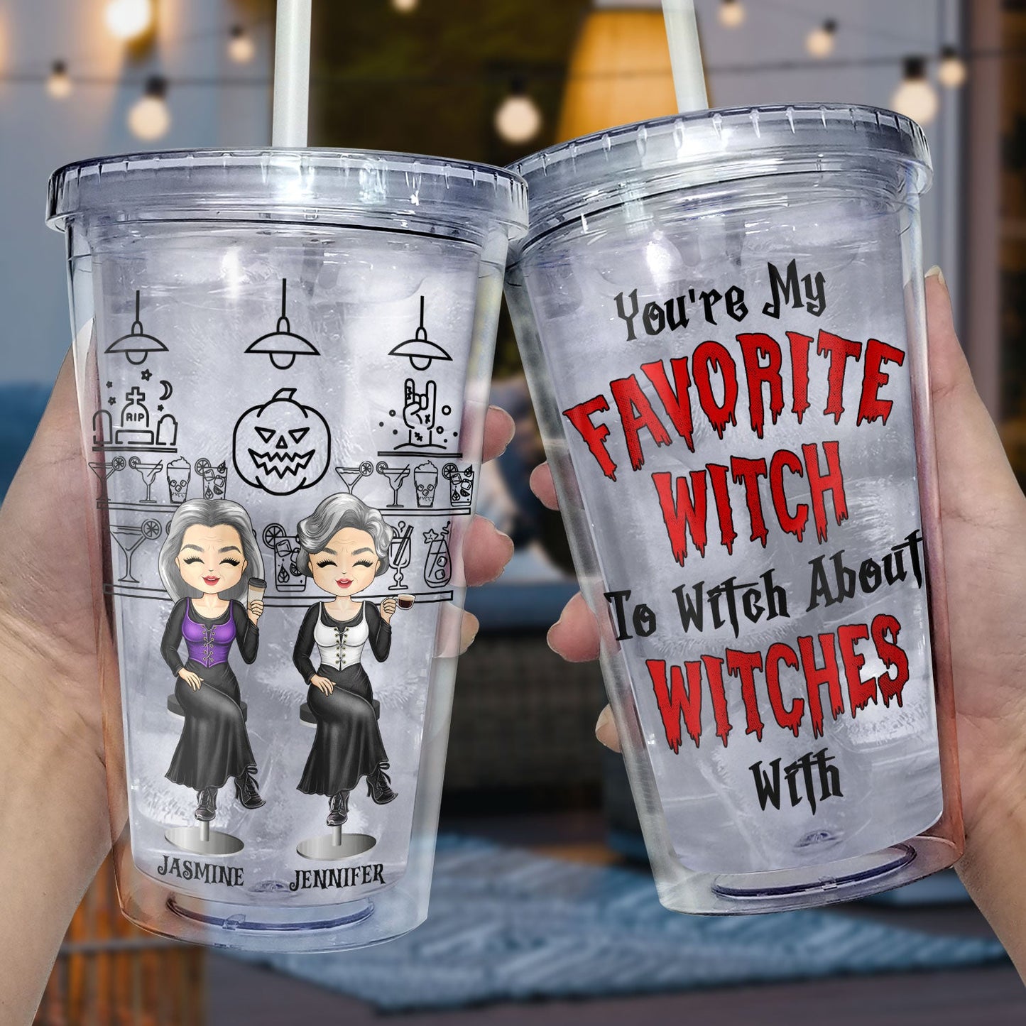 We're Not Sugar & Spice And Everything Nice Witch Besties - Gift For BFF Best Friends - Personalized Acrylic Insulated Tumbler With Straw