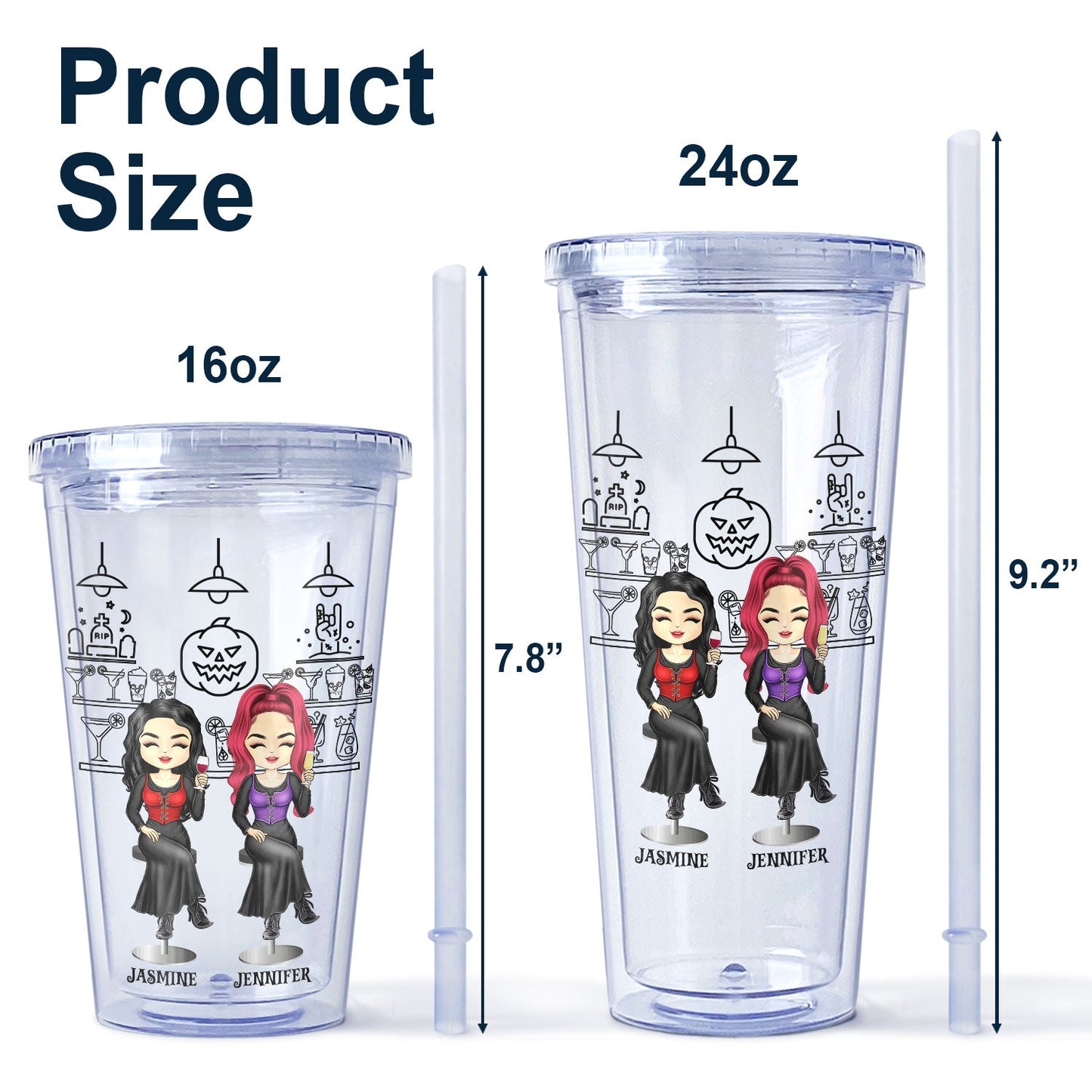 We're Not Sugar & Spice And Everything Nice Witch Besties - Gift For BFF Best Friends - Personalized Acrylic Insulated Tumbler With Straw