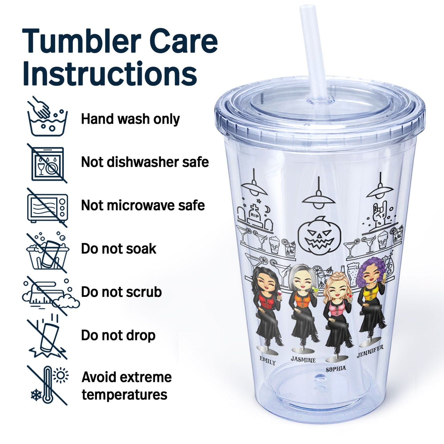 We're Not Sugar & Spice And Everything Nice Witch Besties - Gift For BFF Best Friends - Personalized Acrylic Insulated Tumbler With Straw