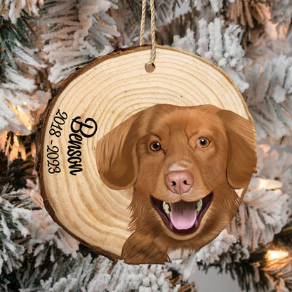 Dog Memorial - Pet Loss Gift, Christmas Gift - Personalized Wood Slice Ornament
