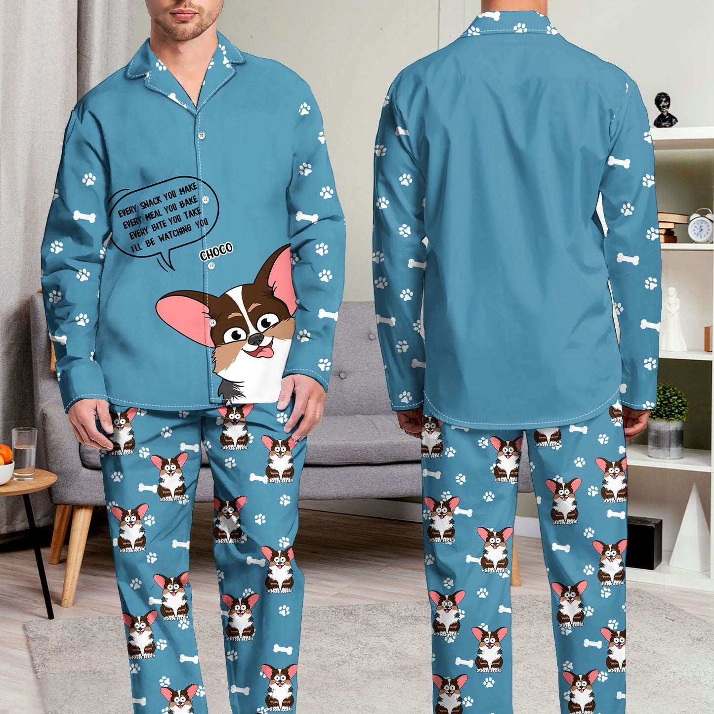 Funny Cartoon Dogs We'll Be Watching You - Gift For Dog Lovers, Dog Mom, Dog Dad - Personalized Long Pajamas Set