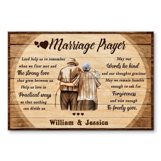 Old Couple Marriage Prayer Custom Poster, Gifts For Wedding, Anniversary, Birthday, Grandparents' Day Gift