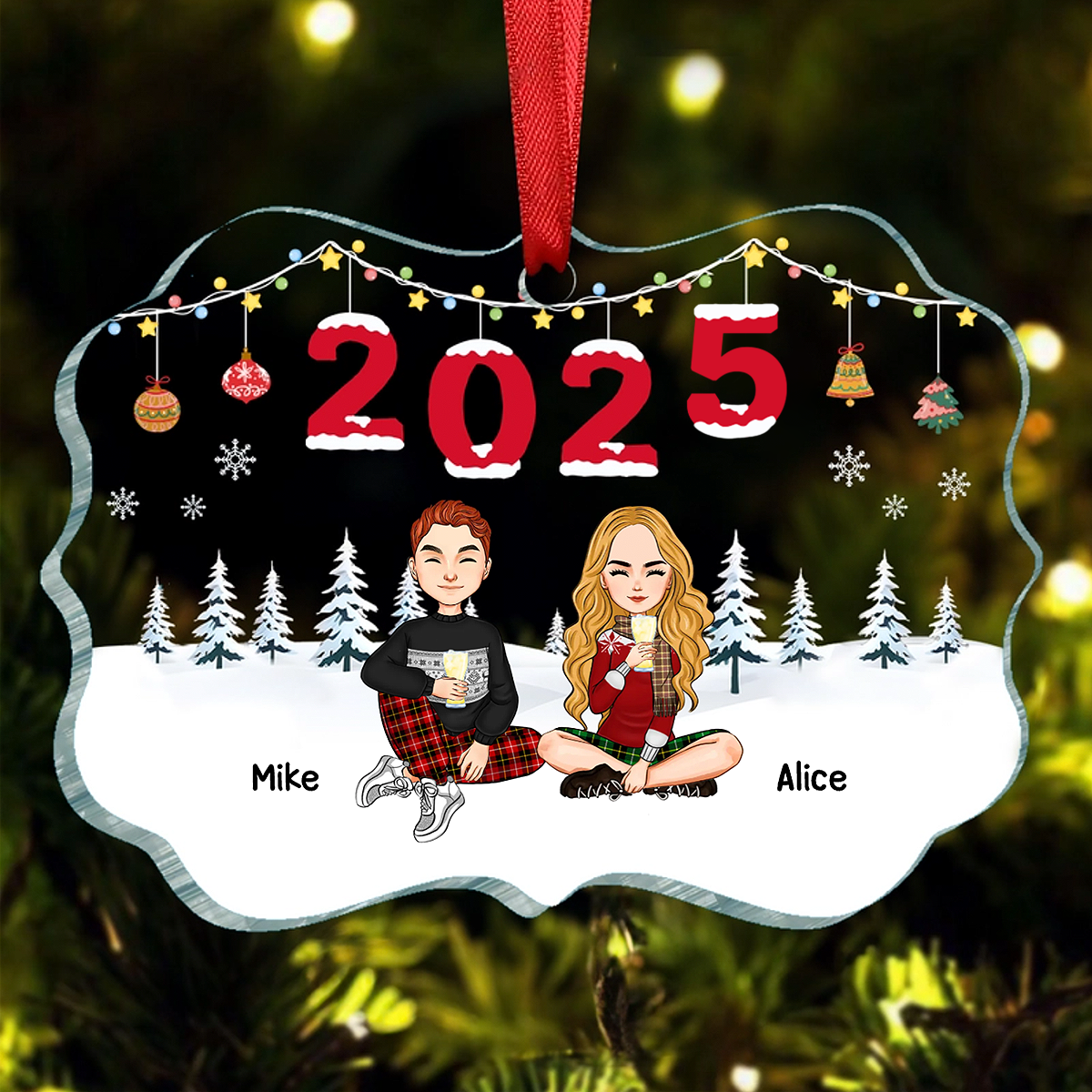 2024 Christmas Cartoon Family Dog Cat - Personalized Acrylic Ornament