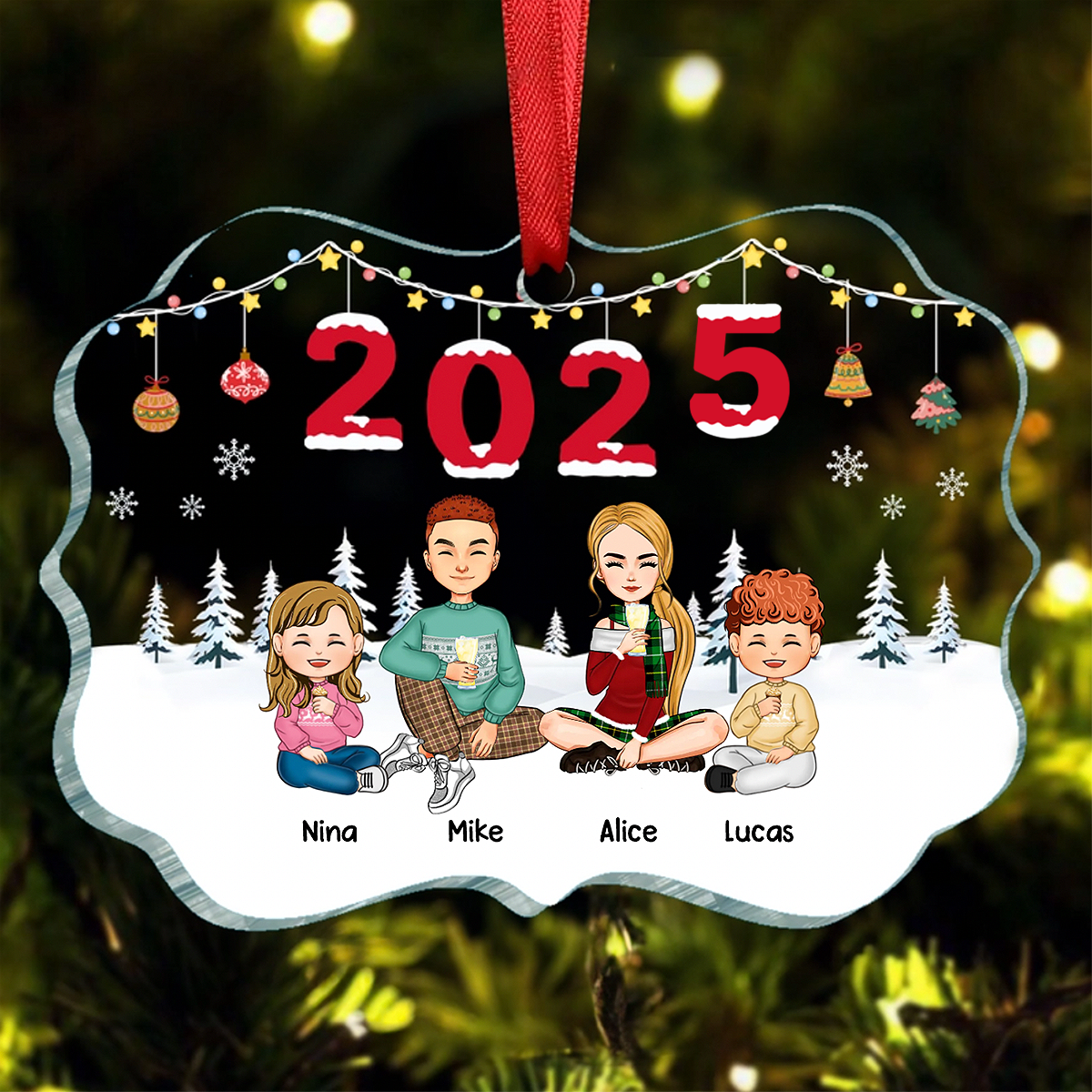 2024 Christmas Cartoon Family Dog Cat - Personalized Acrylic Ornament
