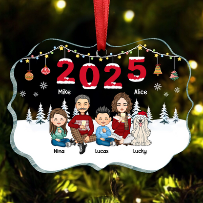 2024 Christmas Cartoon Family Dog Cat - Personalized Acrylic Ornament