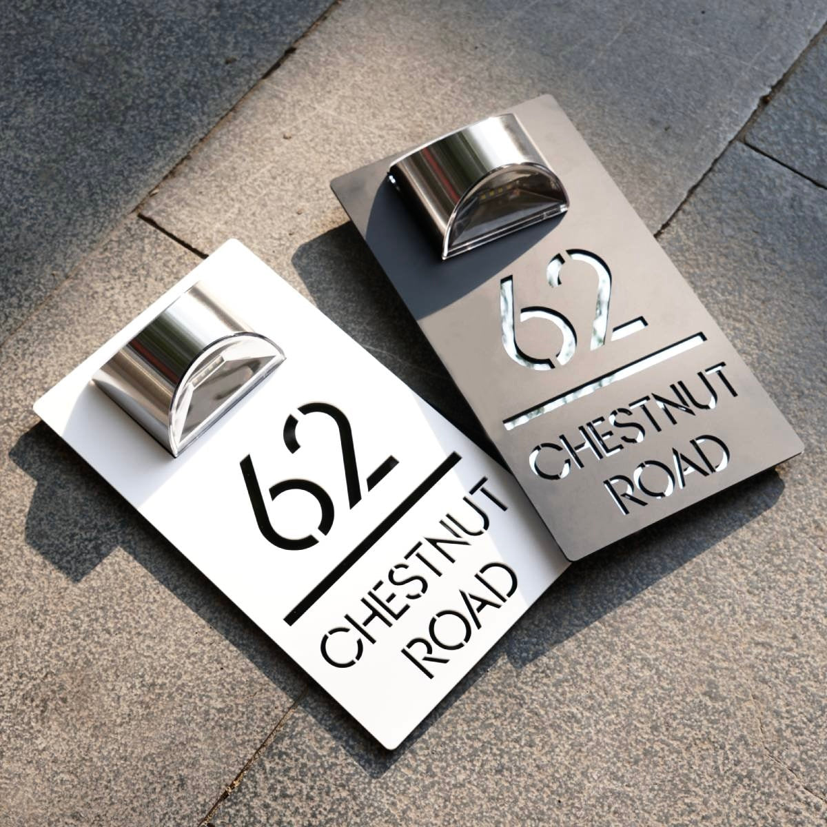 Modern Personalized House Number Address Sign With Waterproof Solar Powered LED Light