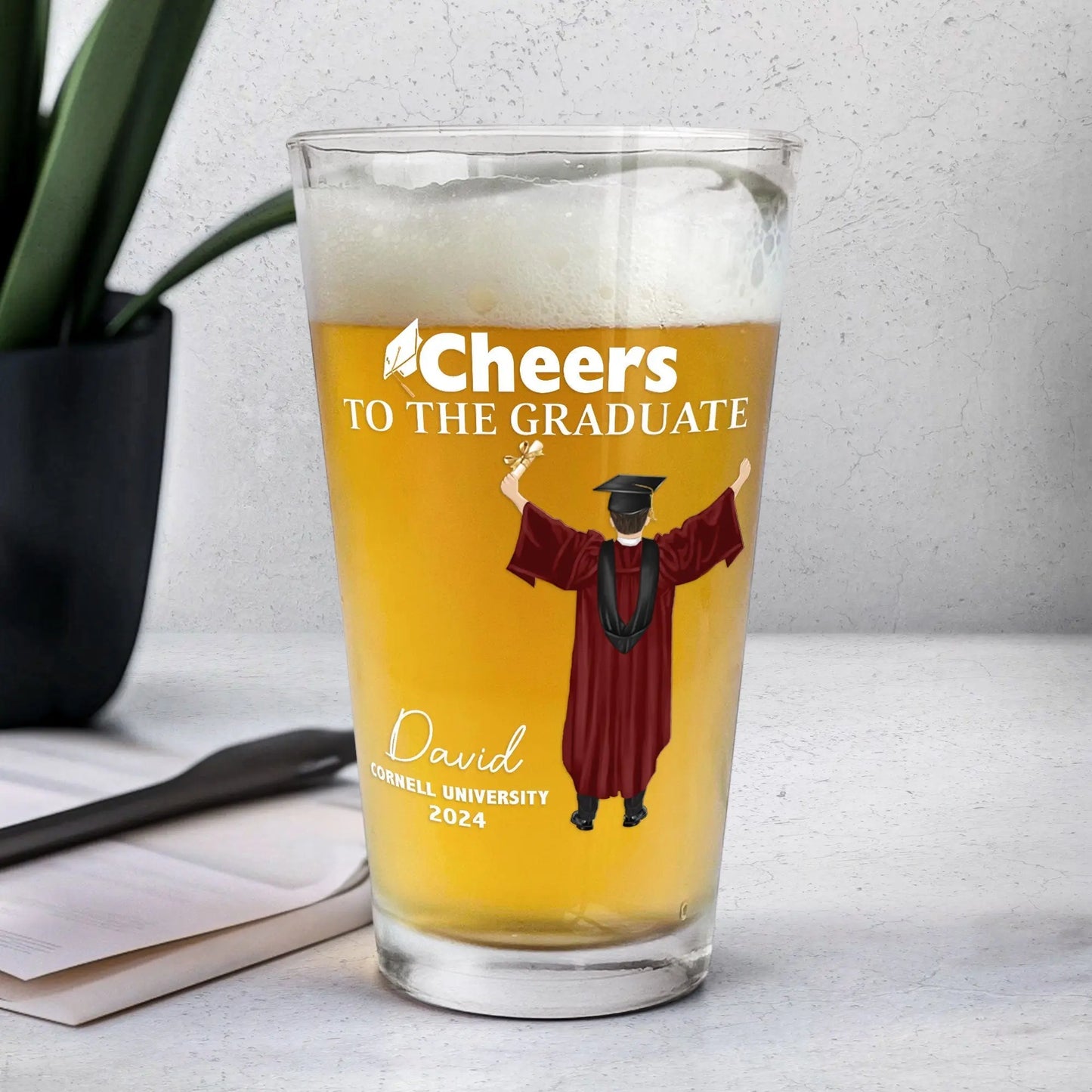 Pairs Well With Graduating - Personalized Beer Glass Beer Glass The Next Custom Gift