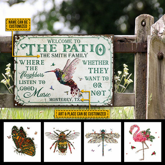 Patio Garden Floral Art Where The Neighbors Custom Classic Metal Signs